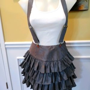 Betsy Johnson Tiered Ruffle Suspender Skirt